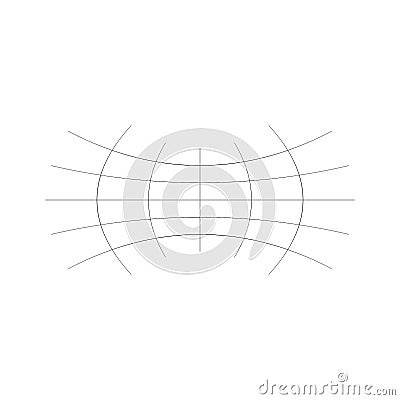 Geometric shape with oblate, squeeze, flattened effect. distorted, condensed grid, mesh. pressure, clench deform effect applied to Vector Illustration