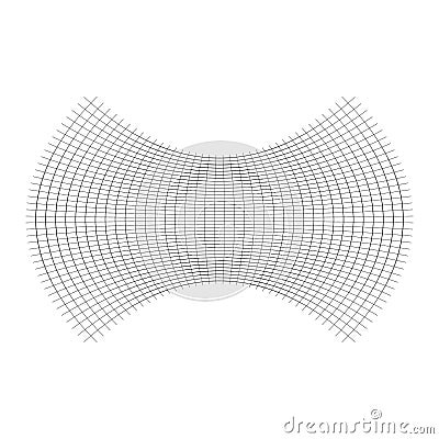 Geometric shape with oblate, squeeze, flattened effect. distorted, condensed grid, mesh. pressure, clench deform effect applied to Vector Illustration