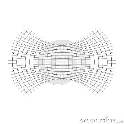 Geometric shape with oblate, squeeze, flattened effect. distorted, condensed grid, mesh. pressure, clench deform effect applied to Vector Illustration