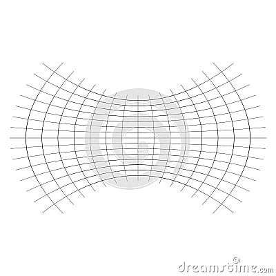 Geometric shape with oblate, squeeze, flattened effect. distorted, condensed grid, mesh. pressure, clench deform effect applied to Vector Illustration