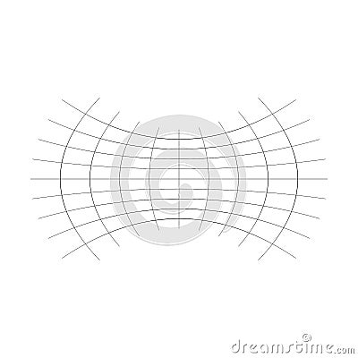 Geometric shape with oblate, squeeze, flattened effect. distorted, condensed grid, mesh. pressure, clench deform effect applied to Vector Illustration