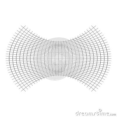Geometric shape with oblate, squeeze, flattened effect. distorted, condensed grid, mesh. pressure, clench deform effect applied to Vector Illustration