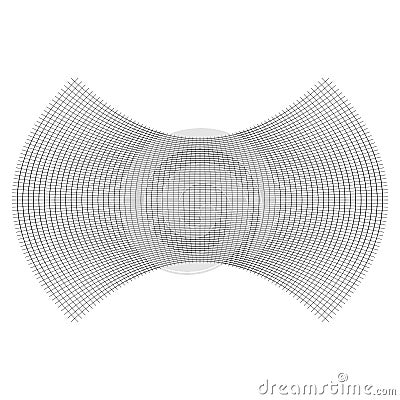 Geometric shape with oblate, squeeze, flattened effect. distorted, condensed grid, mesh. pressure, clench deform effect applied to Vector Illustration