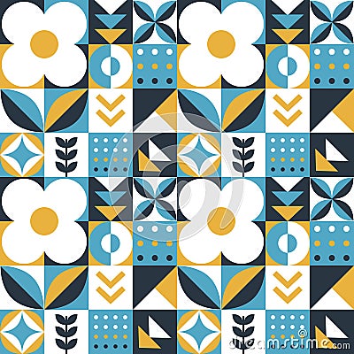 Geometric Shape Pattern. Seamless Abstract Print with Simple Elements. Mosaic. Trendy Flat Style Background. Sample can be used Vector Illustration