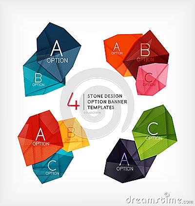 Geometric shaped stone option banners Vector Illustration