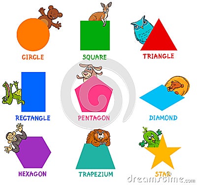 Geometric shapes with animal characters Vector Illustration