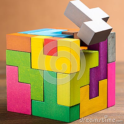 Geometric shapes in different colors. Logical tasks. Conundrum Stock Photo