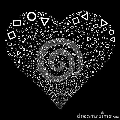 Geometric Shapes Fireworks Heart Cartoon Illustration