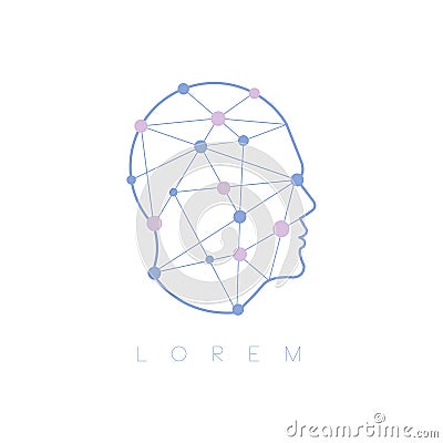 Geometric Shapes Inside Human Head Abstract Design Pastel Icon Vector Illustration