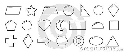 Geometric shapes kids, simple line vector icons, basic objects. Children game illustration Cartoon Illustration