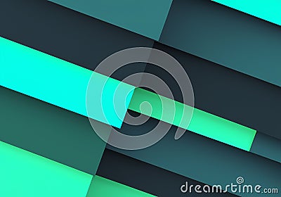 Geometric shapes and lines in green tone shades Stock Photo