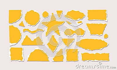 Geometric shapes of paper torn. Set of torn colored paper with edge of different geometric shapes isolated. Vector Vector Illustration
