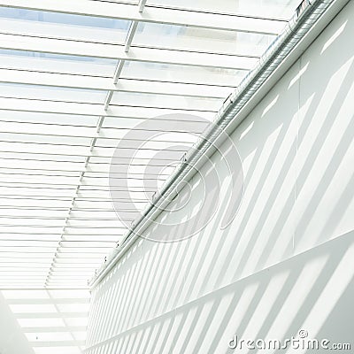 Geometric shapes and patterns in contemporary architecture. Shadow on the white wall. Stock Photo