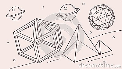 Geometric shapes set, 3D shapes, geometric solids, polyhedron shapes, math shapes vector design Generative AI Vector Illustration