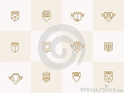 Geometric shield trendy hipster Icons Vector Illustration