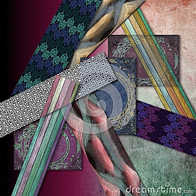 geometric silk scarf collage design with ottoman ornaments Stock Photo