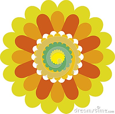 Geometric simple daisy flower icon in regular shape. Vector Illustration