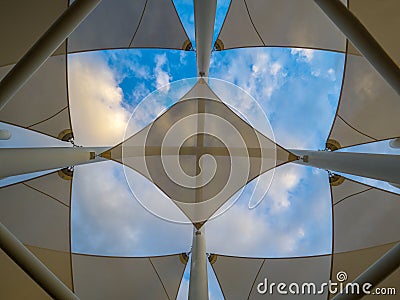 Geometric Solar Shade Sail Stock Photo