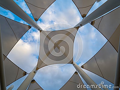 Geometric Solar Shade Sail Stock Photo