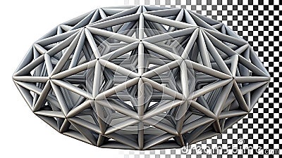 Geometric sphere structure, abstract 3D shape, modern design, and tech element png transparent image Generative AI Stock Photo