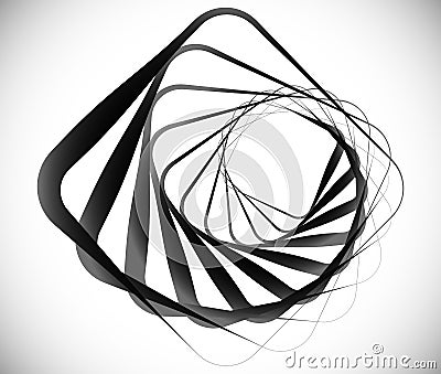 Geometric spiral element made of squares Vector Illustration