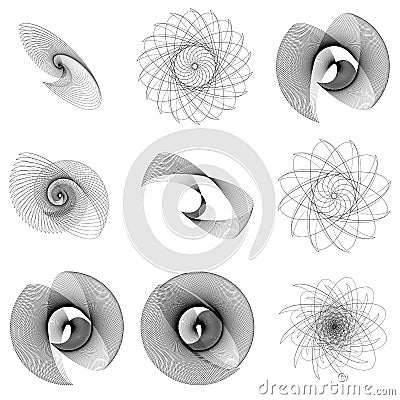 Geometric spiral. Volute, helix elements. Abstract geometric ill Vector Illustration