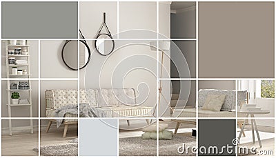 Geometric square mosaic graphic effect with copy space for text, scandinavian living room, concept interior Stock Photo