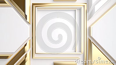 geometric square smooth material golden edge background picture Stock Photo
