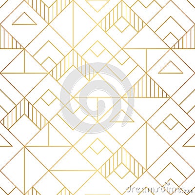 Geometric squares seamless pattern with mnimalistic gold design Stock Photo