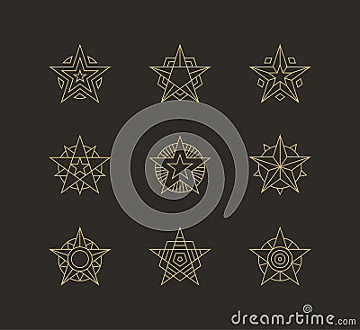 Geometric star icons, logos set Vector Illustration