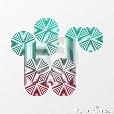 Geometric stripe line art design with gradient. Cartoon Illustration