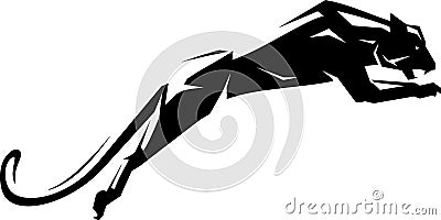 Black Jaguar Leap Vector Illustration