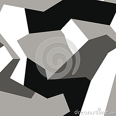 Geometric style military camouflage repeat pattern. Seamless army black white color Stock Photo