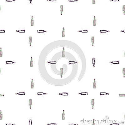 Geometric style seamless pattern with little purple bottles with message. Isolated ornament. Marine style Vector Illustration