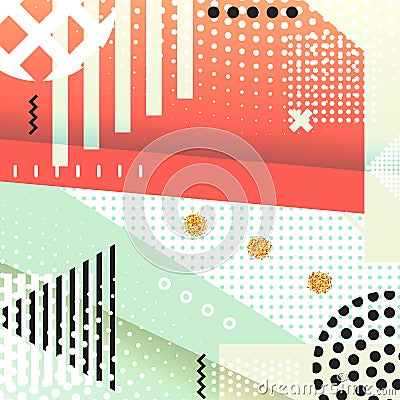 Geometric symbols background memphis for fashion. Vector Illustration