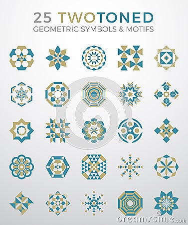25 Geometric Symbols & Motifs Set Vector Illustration