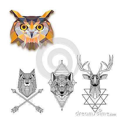 Geometric Tattoos Collection Vector Illustration