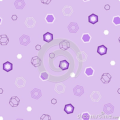 Geometric Tender Seamless Pattern of Lilac Hexagons on Light Backdrop. Vector Illustration