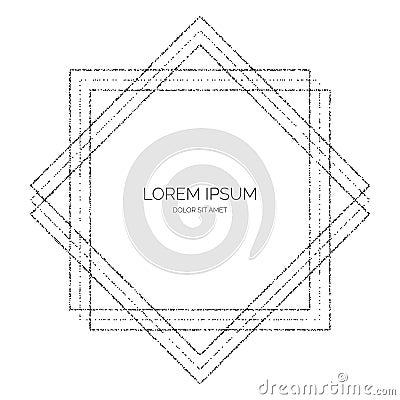 Geometric textured frame. Black stipple dots separator and divider. Rectangle dotted frame design. Vector Vector Illustration