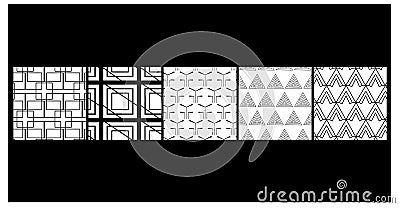 Geometric Thin Line Minimalistic Seamless Pattern Bundle For Branding and Tech Vector Illustration