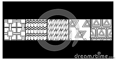 Geometric Thin Line Minimalistic Seamless Pattern Bundle For Branding and Tech Vector Illustration
