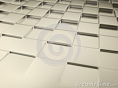 Geometric three dimensional metal chromium background Cartoon Illustration