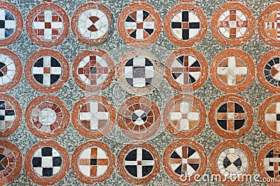 Geometric tracery on the antique floor Stock Photo