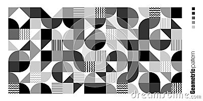Geometric trendy pattern, Bauhaus style. Modern background with simple elements. Retro texture with basic geometric Vector Illustration