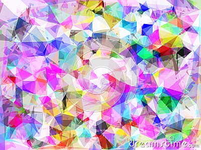 Geometric triangle pattern abstract background in pink blue yellow Stock Photo