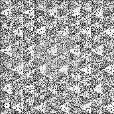 Geometric triangles background. Mosaic. Black and white grainy design. Stippling effect. Vector illustration. Pointillism pattern Vector Illustration