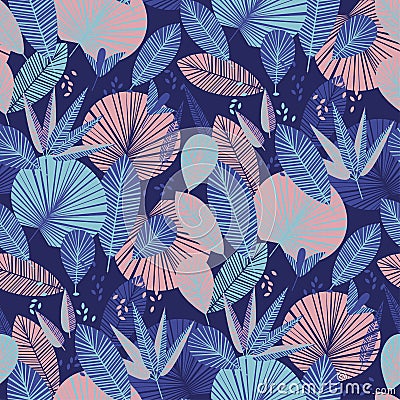 Geometric tropical foliage seamless pattern Vector Illustration