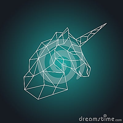 Geometric unicorn head. Side view. Vector Illustration