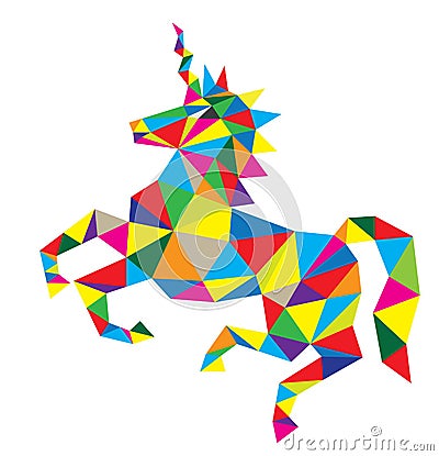 Geometric Unicorn Horse Riding Vector Illustration