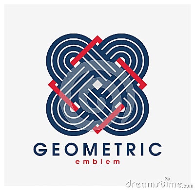 Geometric vector line art logo isolated on white, abstract linear contemporary style symbol, geometrical shape emblem, business Vector Illustration